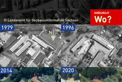Die Luftbilder zeigen, daß die beiden KRÖLBAU-Gebäude abgerissen wurden und daß es noch ein drittes KRÖLBAU-Gebäude gab. Es wurde durch einen Neubau mit ähnlicher Grundfläche ersetzt. Quelle: Landesamt für Geobasisinformation Sachsen. © 2026 Thomas Kemnitz Bild 9863